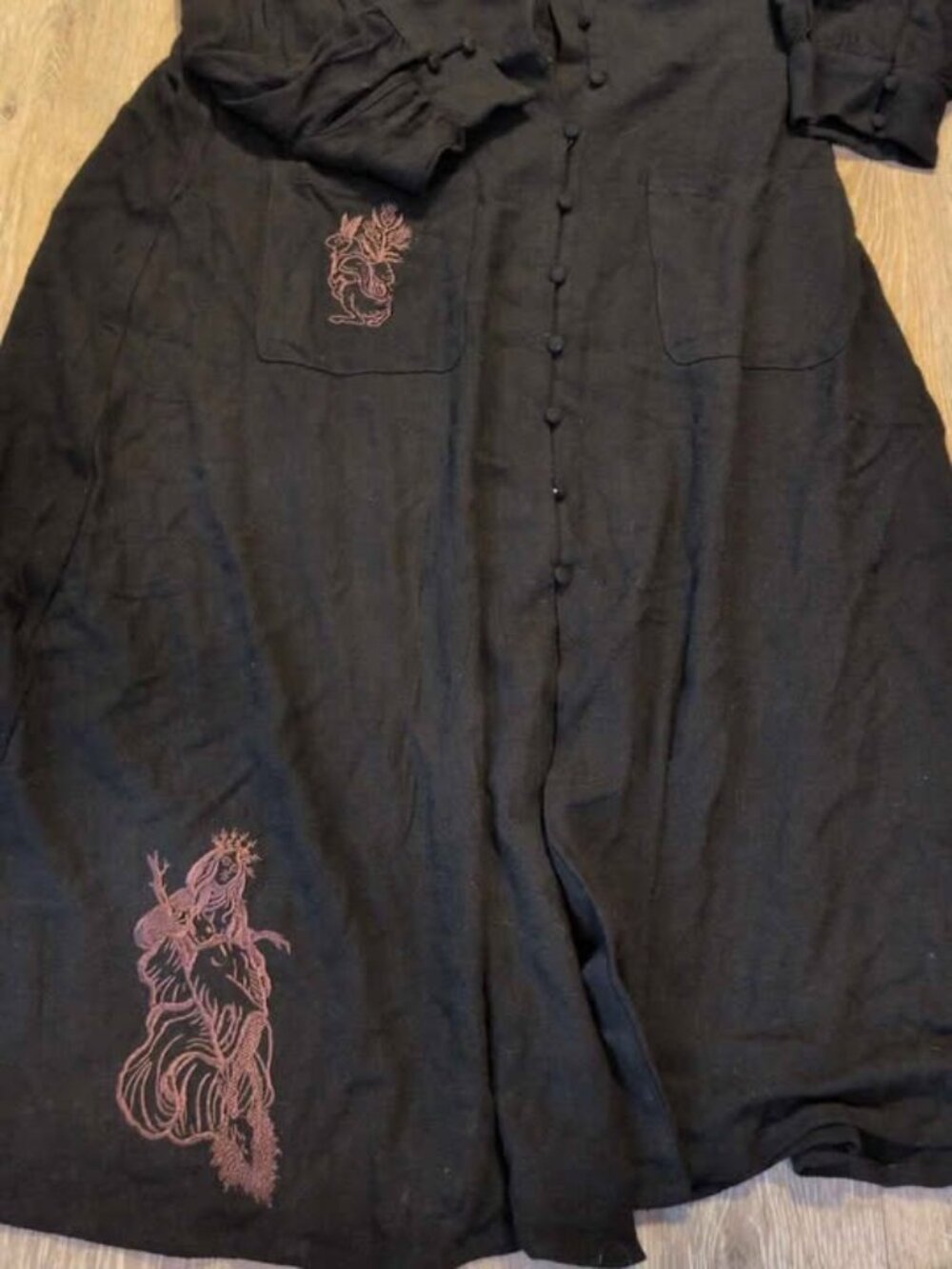 disturbia hexborn linen blend baby yaga embroidered midi dress size us 12 new - Picture 6 of 6